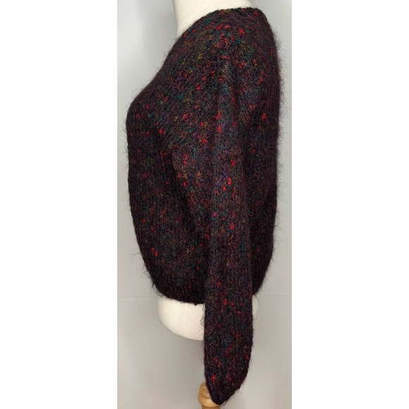 OBR women's dark maroon sweater cardigan mohair blend knit v-neck multicolor M - Picture 5 of 9